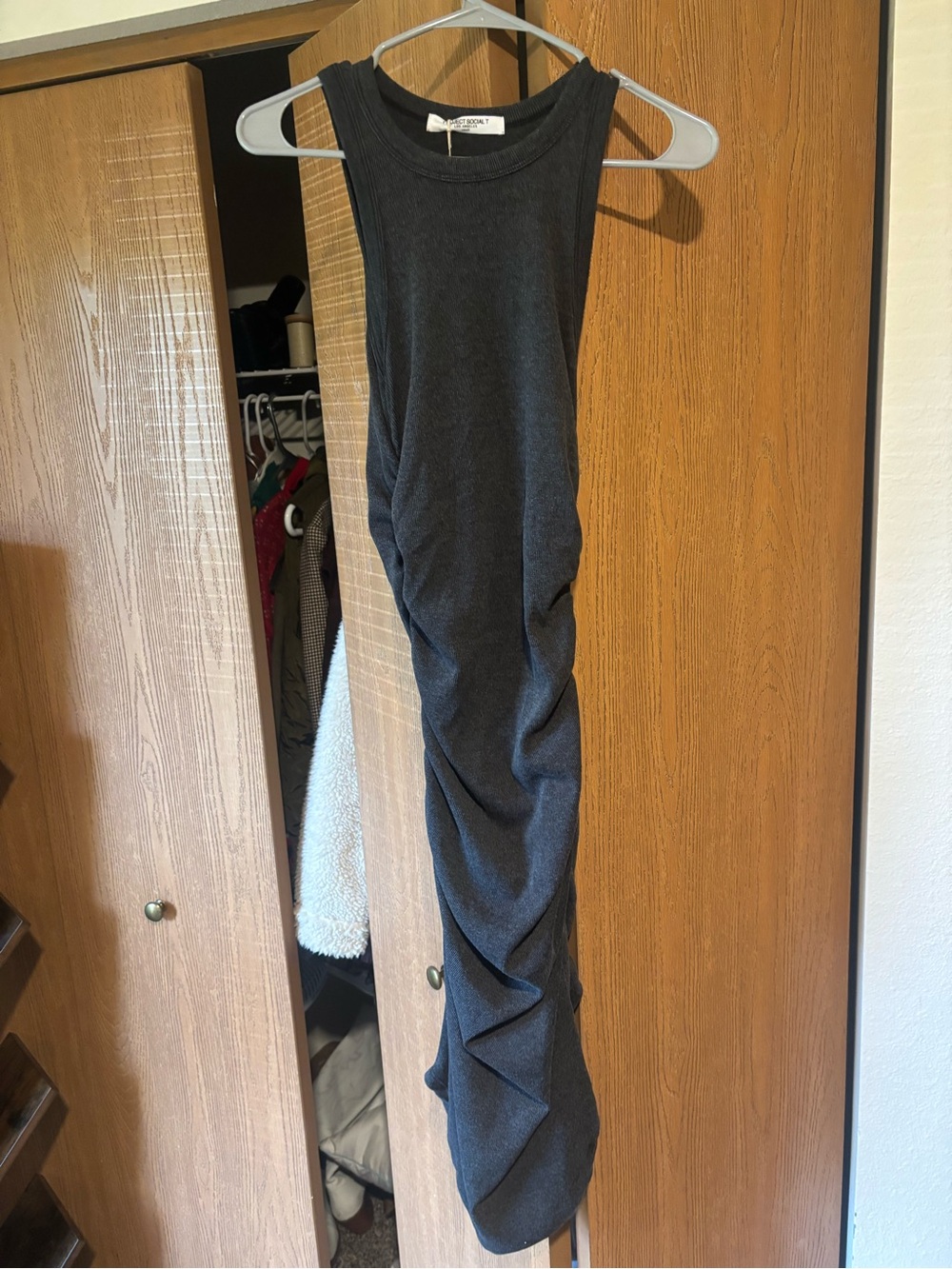 Body con Project Social T Charcoal Ribbed Tank Dress